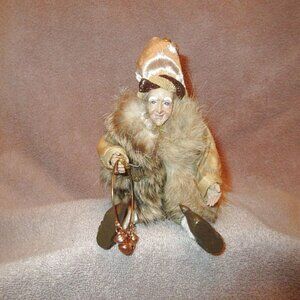 Katherine’s Collection Gypsy Traveler Doll Shelf Sitter Poseable Fur Coat Bells
